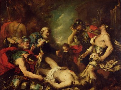 Alessandro Magno davanti al cadavere di Dario III, 330 a.C., XVIII secolo da Francesco Guardi