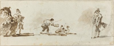 Una coppia elegante, un guardiano di oche e un gentiluomo [recto] da Francesco Guardi