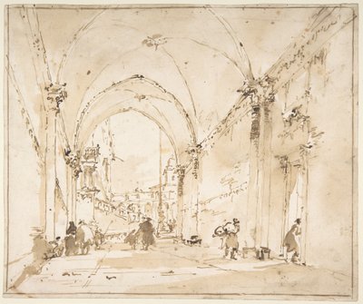 Capriccio architettonico: passaggio a volta che conduce a una piazza da Francesco Guardi