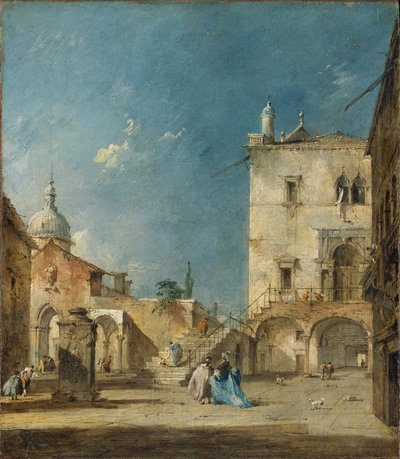 Veduta Immaginaria di una Piazza Veneziana o Campo da Francesco Guardi