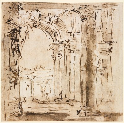 Coppia di disegni: Schizzo del labirinto della Villa Pisani e Piazza San Marco..., 1773-1778 da Francesco Guardi