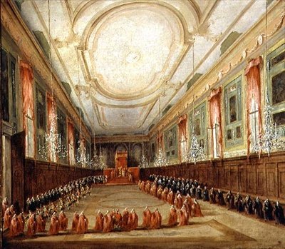 Papa Pio VI (1717-99) e il Doge Paolo Renier nella Chiesa dei SS. Giovanni e Paolo da Francesco Guardi
