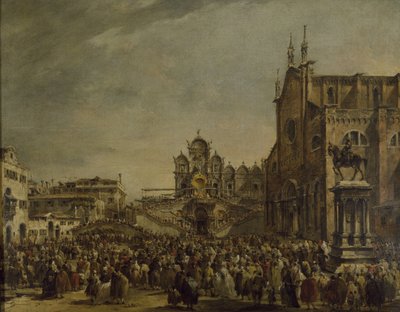 Papa Pio VI benedice la moltitudine sul Campo SS. Giovanni e Paolo, XVIII secolo da Francesco Guardi