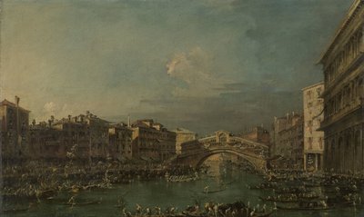 Regata sul Canal Grande, vicino al Ponte di Rialto, Venezia da Francesco Guardi