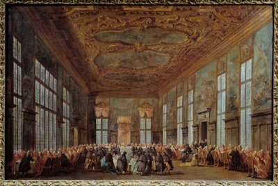 Il Doge di Venezia Alvise IV Mocenigo offre colazione agli ambasciatori da Francesco Guardi