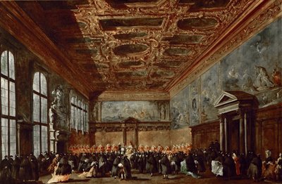 Il Doge di Venezia che dà udienza nella Sala del Collegio nel Palazzo Ducale da Francesco Guardi