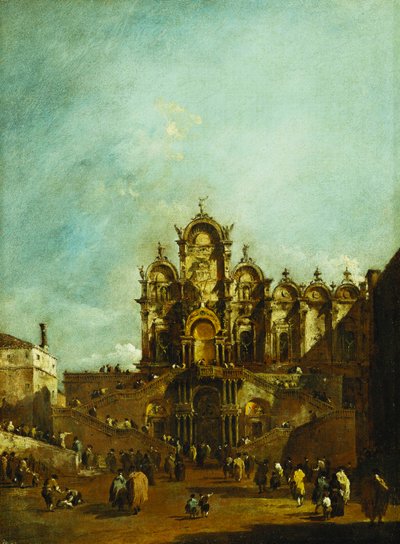 La Loggia Eretto in Campo San Zanipolo, Venezia, Davanti alla Scuola di San Marco per la Benedizione di Papa Pio VI nel 1782 da Francesco Guardi