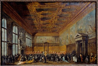 Udienza concessa dal Doge di Venezia nella Sala del Collegio al Palazzo Ducale di Venezia da Francesco Guardi