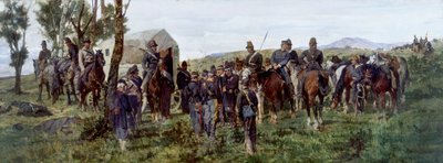 Episodio dalla battaglia di Custoza: Il principe Amedeo ferito viene scortato a un