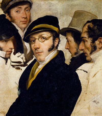 Autoritratto con amici Migliara, Palagi, Grossi, Molteni, c.1825 da Francesco Hayez