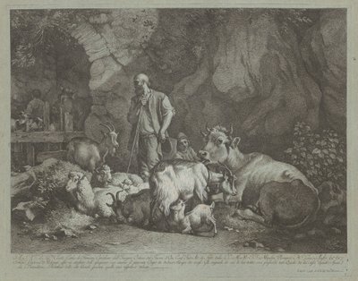 Vecchio Pastore Calvo, Pastorello Seduto e Gregge, dopo il 1766 da Francesco Londonio