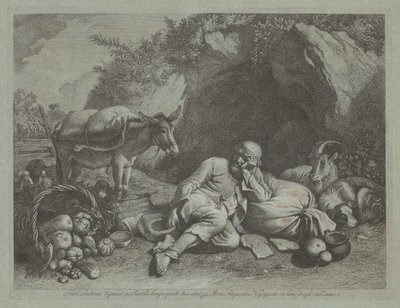 Vecchio uomo appoggiato a un sacco, probabilmente dopo il 1767 da Francesco Londonio