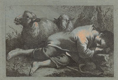 Ragazzo contadino addormentato vicino a due pecore, 1758-1759 da Francesco Londonio
