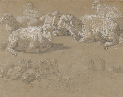 Pecora sdraiata in un paesaggio, 1759-82 da Francesco Londonio