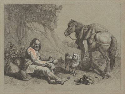 Vecchio seduto che sta per bere da una zucca, c. 1763 da Francesco Londonio