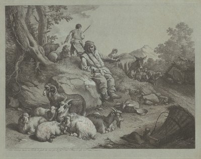 Pastore seduto davanti a un gregge di capre, dopo il 1766 da Francesco Londonio