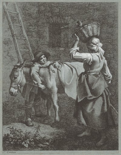 Ragazzo pastore che parla con una ragazza di fattoria, 1764 da Francesco Londonio
