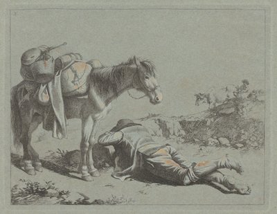 Pastore in riposo vicino a un cavallo da soma, c. 1762 da Francesco Londonio