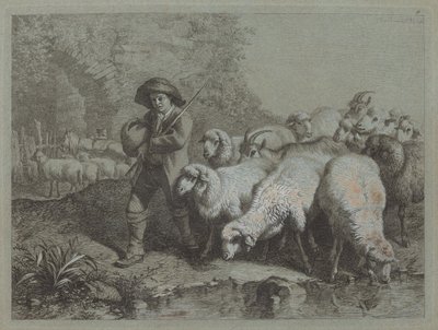 Pastore con un sacco che guida un gregge, 1763 da Francesco Londonio