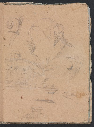 Verona Sketchbook: Motivi architettonici con testa femminile (pagina 45) da Francesco Lorenzi