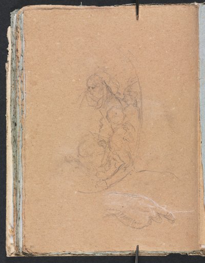 Taccuino di Verona: Figure in un tondo con studio di una mano pagina 70, 1760 da Francesco Lorenzi