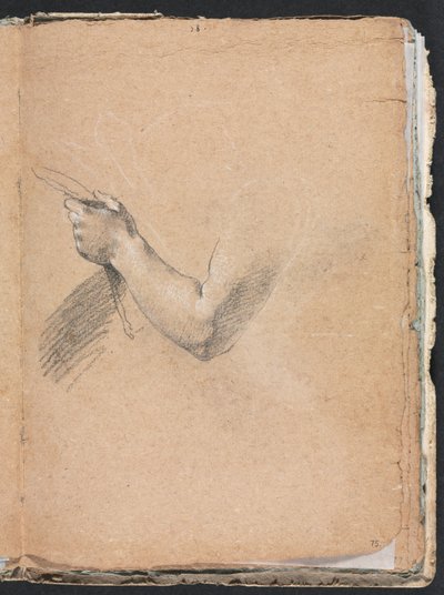 Taccuino di Verona: Braccio sinistro e mano pagina 75, 1760 da Francesco Lorenzi