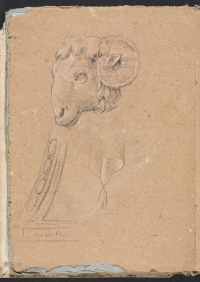 Taccuino di Verona: Testa di ariete pagina 12, 1760 da Francesco Lorenzi