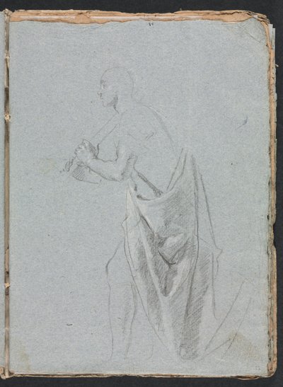 Verona Sketchbook: Uomo in piedi con drappeggio pagina 19, 1760 da Francesco Lorenzi