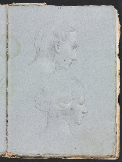 Verona Sketchbook: Due teste pagina 85, 1760 da Francesco Lorenzi