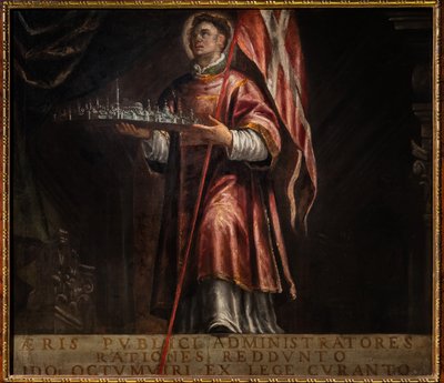 San Vincenzo con un modello della città di Vicenza da Francesco Maffei