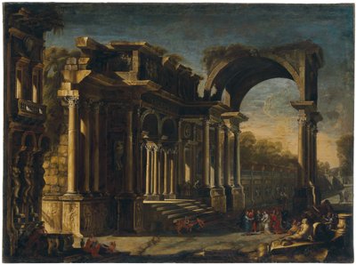 Capriccio con rovine romane e Cristo con la donna adultera da Francesco Maglioli