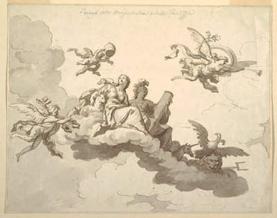Disegno per un soffitto dipinto: Trionfo della mitezza e della forza da Francesco Manno