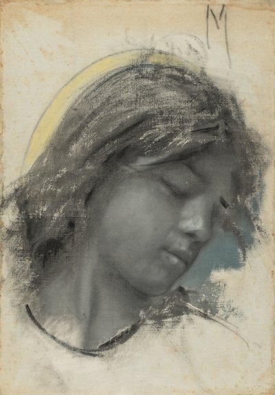 Testa di angelo (recto); testa di donna (verso) da Francesco Paolo Michetti