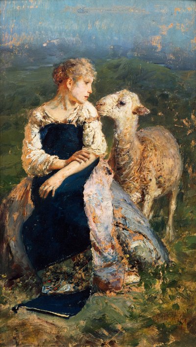 Pastorella o Ragazza con una Capra da Francesco Paolo Michetti