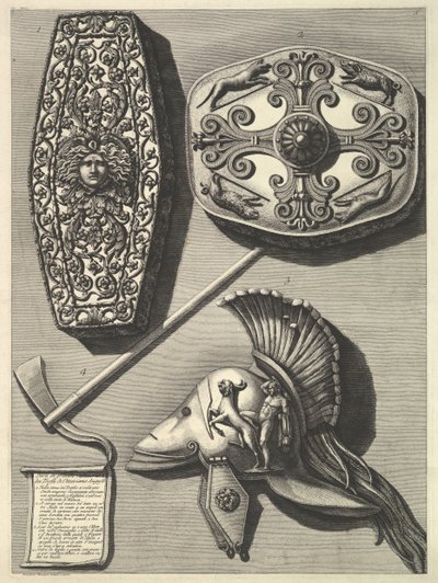 Parti in grande restaurati dei Trofei di Ottaviano Augusto (dettaglio), ca. 1753 da Francesco Piranesi