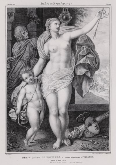 Dipinto allegorico di Diane de Poitiers, amante del Re Enrico II di Francia da Francesco Primaticcio