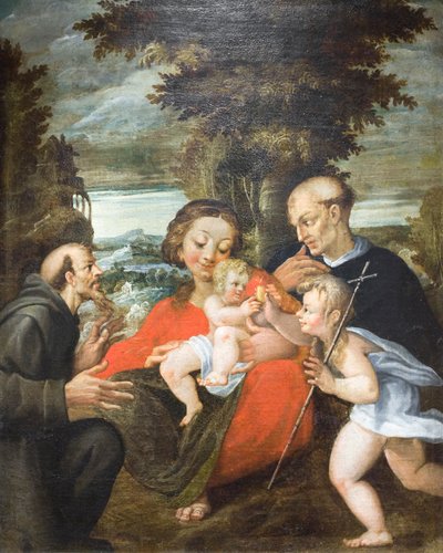 Madonna con Bambino, San Giovanni, San Francesco e un santo benedettino da Francesco Rondani