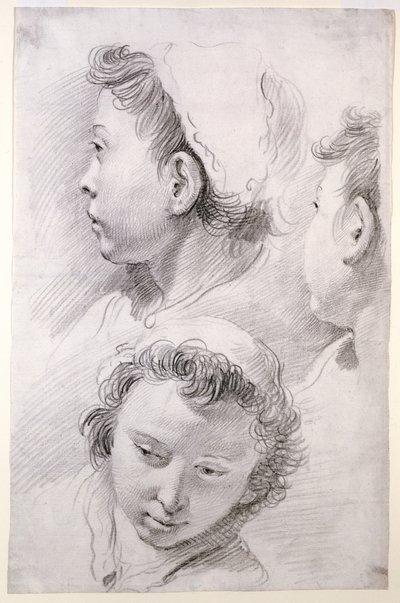 Tre studi sulla testa di un giovane da Francesco Salvator Fontebasso