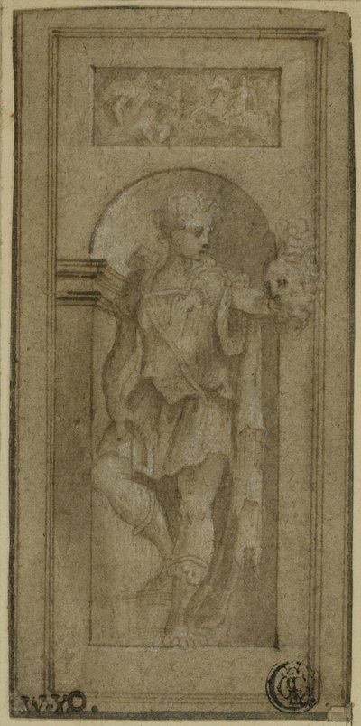 Statua in nicchia di Davide con la testa di Golia da Francesco Salviati