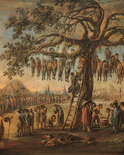 Le miserie della guerra: gli impiccati (dettaglio) da Francesco Simonini