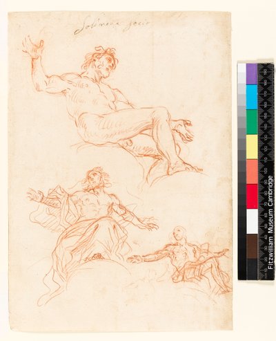 Recto: Foglio di studio. Verso: Leggeri scarabocchi a inchiostro, forse uno studio di drappeggio?, 1700-1799 da Francesco Solimena