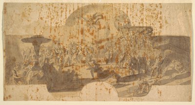 Studio per un affresco per la sala del Senato, Genova: Le reliquie di San Giovanni Battista sono portate a Genova da Francesco Solimena