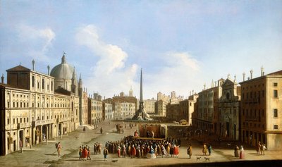 Piazza Navona, Roma, con una performance della Commedia dell