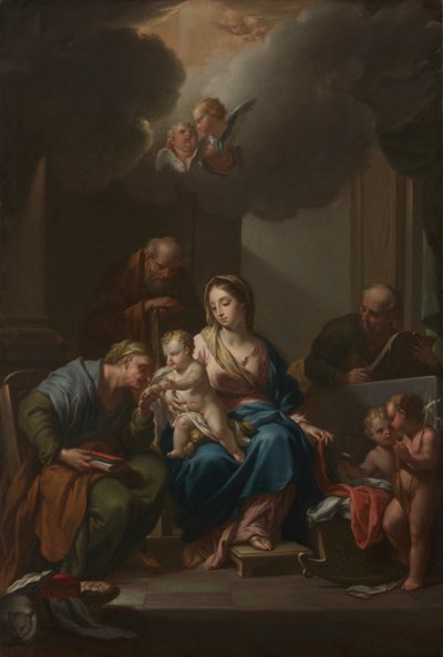 Schizzo di presentazione per "La Sacra Famiglia con i santi Anna, Gioacchino e Giovanni Battista" (per Santa Maria in Via Lata, Roma) da Francesco Trevisani