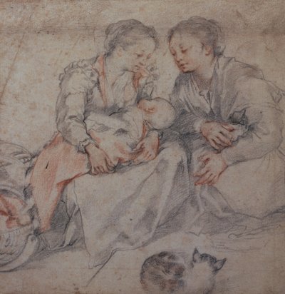 Due Donne e un Bambino con un Gatto da Francesco Vanni