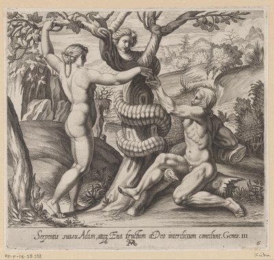 Eva offre ad Adamo il frutto proibito da Francesco Villamena