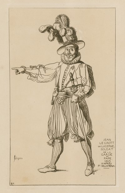 Jean le Grott di Lucerna, guardia del Papa, 1613 da Francesco Villamena