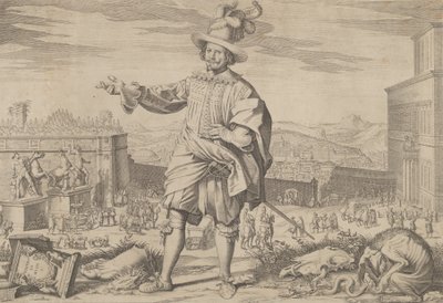 Ritratto di Ioannes Altus Johann Alten, della Guardia Svizzera, in piedi vicino al Quirinale da Francesco Villamena