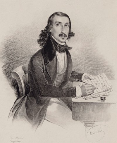 Ritratto del cantante e compositore Giacinto Marras 1810-1883, 1840 da Francesco Wenzel