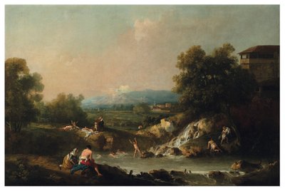 Un paesaggio fluviale con bagnanti da Francesco Zuccarelli